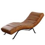 Ligfauteuil Kasson echt leer - Leer Arelia: Cognac - Zwart