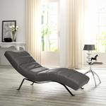 Chaise relax Kasson Cuir véritable - Cuir Mabel: Gris foncé - Noir