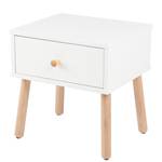 Comodino Stellan Bianco - Materiale a base lignea - Legno parzialmente massello - 40 x 42 x 35 cm