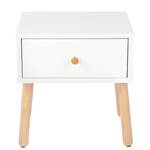 Comodino Stellan Bianco - Materiale a base lignea - Legno parzialmente massello - 40 x 42 x 35 cm