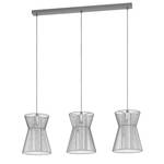 Hanglamp Maseta II rookglas/staal - 3 lichtbronnen