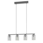 Hanglamp Zocabon transparant glas/staal - 4 lichtbronnen