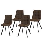 Gestoffeerde stoel Donnell microvezel/staal - zwart - Bruin - Set van 4