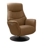 Relaxfauteuil Austen echt leer - Middel bruin - Donkergrijs