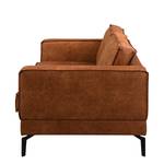 Canapé Hanks (2 places) Aspect cuir vieilli - Microfibre Yaka: Cognac