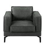 Fauteuil Hanks antieke leerlook - Microvezel Yaka: Zwart