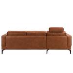 Ecksofa Hanks Antiklederlook - Microfaser Yaka: Cognac - Longchair davorstehend links