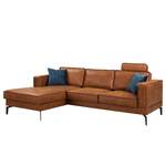 Ecksofa Hanks Antiklederlook - Microfaser Yaka: Cognac - Longchair davorstehend links