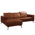 Ecksofa Kalies Echtleder - Echtleder Padme: Cognac - Longchair davorstehend links - Keine Funktion