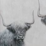 Tableau déco Highland Cows Toile / MDF - Gris