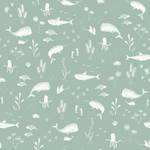 Behang Mint Ocean vlies - groen/wit