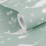 Papier peint Mint Ocean Intissé - Vert / Blanc