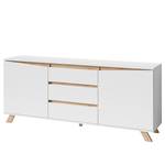 Buffet Rautha Blanc mat / Imitation chêne - Largeur : 180 cm