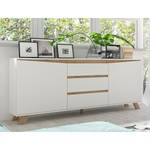 Buffet Rautha Blanc mat / Imitation chêne - Largeur : 180 cm