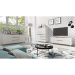 Buffet Rautha Blanc mat / Imitation chêne - Largeur : 180 cm