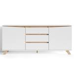 Buffet Rautha Blanc mat / Imitation chêne - Largeur : 180 cm