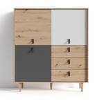 Highboard Bowood Eiche Artisan Dekor / Weiß