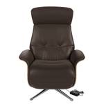 Fauteuil relax Anderson III Cuir véritable Neka : Marron foncé - Chrome brillant - Chêne