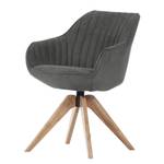 Chaise à accoudoirs Ermelo rotatif - Tissu / Chêne massif - Gris foncé - Lot de 4