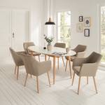 Sedia con braccioli Leedy I Tessuto Zea: beige - Set da 2