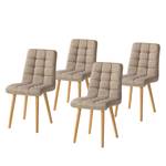 Chaise capitonnée Doskie I Tissu Zea: Beige - Lot de 4