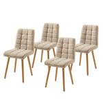 Chaise capitonnée Doskie II Lin / Chêne massif - Beige - Lot de 4