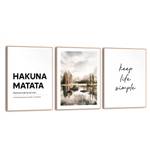 Tableaux déco Hakuna Matata (3 éléments) Impression dans cadre en bois - Noir