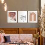 Set afbeeldingen Trendy Magic (3-delig) Print in houten frame - bruin