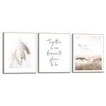 Set afbeeldingen Samen (3-delig) Print in houten frame - beige