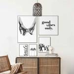 Set afbeeldingen Happy Palm (5 stk) Print in houten lijst - zwart