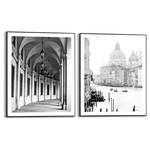 Set afbeeldingen Reizen Venetië (2 stk) Print in houten lijst - zwart