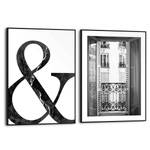 Set afbeeldingen Balkon (2-delig) Print in houten lijst - zwart