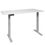 Schreibtisch Unieux VI (Höhenverstellbar) - Matt Weiß - Breite: 140 cm - Silber