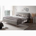 Gestoffeerd bed MATTIS geweven stof/massief eikenhout - Geweven stof Asha: Taupe - 180 x 200cm - Met lattenbodem