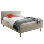 Gestoffeerd bed MATTIS geweven stof/massief eikenhout - Geweven stof Asha: Taupe - 140 x 200cm - Met lattenbodem