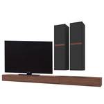 Ensemble meubles TV Calea (3 éléments) Avec éclairage inclus - Plaqué bois - Anthracite mat / Noyer - Alignement à droite