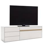 Tv-meubel Calea I fineer van echt hout - Mat wit/eikenhout - Lade links