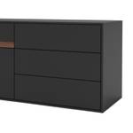 Tv-meubel Calea II fineer van echt hout - Mat antracietkleurig/Notenboom - Lade rechts