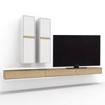 Ensemble meubles TV Calea (3 éléments) Avec éclairage inclus - Plaqué bois - Blanc mat / Chêne - Alignement à gauche