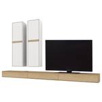 Ensemble meubles TV Calea (3 éléments) Avec éclairage inclus - Plaqué bois - Blanc mat / Chêne - Alignement à gauche