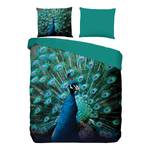 Beddengoed Mighty Peacock microvezel - turquoise - 140x200/220cm + kussen 70x60cm