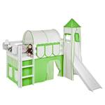 Lit mezzanine Jelle Stripes Vert clair - 90 x 190cm - Avec toboggan et tour