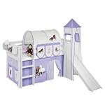 Lit mezzanine Jelle Chevaux Lilas - 90 x 190cm - Avec toboggan et tour