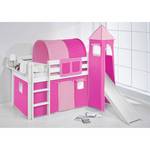 Lit mezzanine Jelle Colours Rose foncé - 90 x 190cm - Avec toboggan et tour