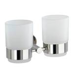 Zahnputzbecherhalter Duo Bosio (2er-Set) Milchglas / Edelstahl - Silber