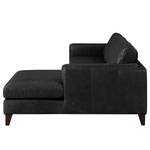 Divano angolare Clonee Vera pelle - Nero - Longchair preimpostata a destra