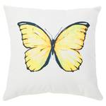 Sierkussen Butterfly textielmix - geel/wit