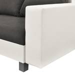 Canapé d’angle Drayton Imitation cuir / Microfibre - Cuir Soka / Microfibre Miako: Blanc / Gris - Méridienne longue à gauche (vue de face) - Sans repose-pieds