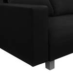 Canapé d’angle Drayton Imitation cuir / Microfibre - Cuir Soka / Microfibre Miako: Noir - Méridienne longue à droite (vue de face) - Sans repose-pieds