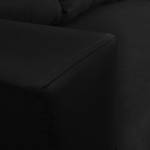Canapé d’angle Drayton Imitation cuir / Microfibre - Cuir Soka / Microfibre Miako: Noir - Méridienne longue à droite (vue de face) - Sans repose-pieds